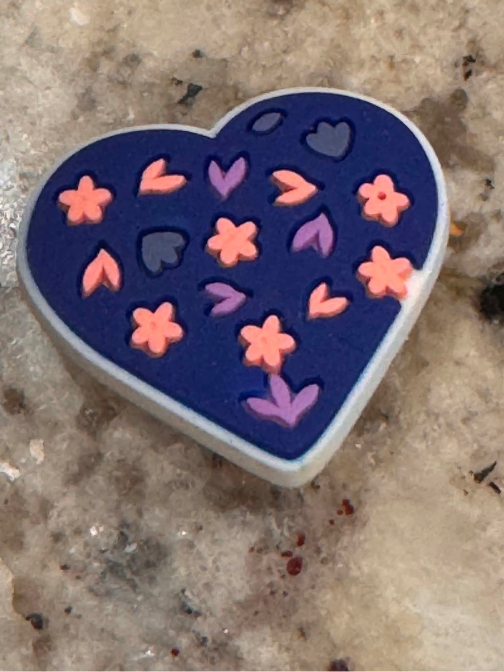 CROCS Heart Jibbitz Charm - Navy with Pink and Purple Accents